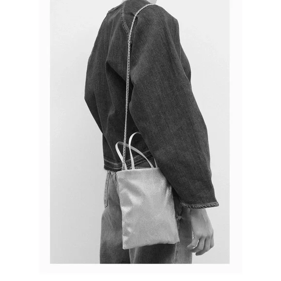 Zara Bags Zara Rhinestone Mini Tote Bag Silver Mwt Poshmark